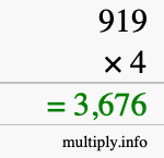 How to calculate 919 times 4 using long multiplication How to calculate 919 times 4 using long multiplication