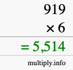 How to calculate 919 times 6 using long multiplication