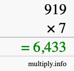 How to calculate 919 times 7 using long multiplication How to calculate 919 times 7 using long multiplication