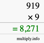 How to calculate 919 times 9 using long multiplication How to calculate 919 times 9 using long multiplication