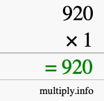 How to calculate 920 times 1 using long multiplication