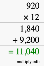 How to calculate 920 times 12 using long multiplication How to calculate 920 times 12 using long multiplication