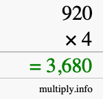 How to calculate 920 times 4 using long multiplication How to calculate 920 times 4 using long multiplication