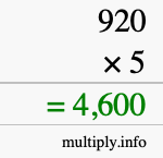 How to calculate 920 times 5 using long multiplication How to calculate 920 times 5 using long multiplication