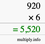 How to calculate 920 times 6 using long multiplication