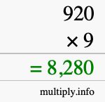 How to calculate 920 times 9 using long multiplication How to calculate 920 times 9 using long multiplication