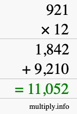 How to calculate 921 times 12 using long multiplication How to calculate 921 times 12 using long multiplication