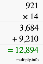 How to calculate 921 times 14 using long multiplication How to calculate 921 times 14 using long multiplication