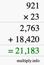 How to calculate 921 times 23 using long multiplication How to calculate 921 times 23 using long multiplication
