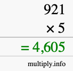 How to calculate 921 times 5 using long multiplication How to calculate 921 times 5 using long multiplication