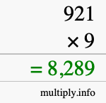 How to calculate 921 times 9 using long multiplication