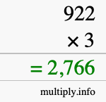How to calculate 922 times 3 using long multiplication How to calculate 922 times 3 using long multiplication