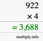 How to calculate 922 times 4 using long multiplication How to calculate 922 times 4 using long multiplication