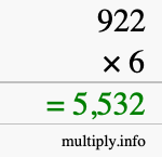 How to calculate 922 times 6 using long multiplication How to calculate 922 times 6 using long multiplication