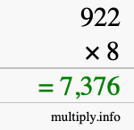 How to calculate 922 times 8 using long multiplication