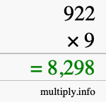 How to calculate 922 times 9 using long multiplication