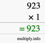 How to calculate 923 times 1 using long multiplication