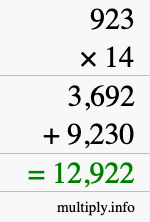 How to calculate 923 times 14 using long multiplication How to calculate 923 times 14 using long multiplication