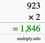 How to calculate 923 times 2 using long multiplication