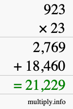 How to calculate 923 times 23 using long multiplication