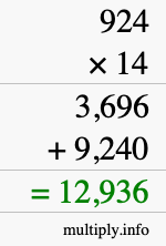 How to calculate 924 times 14 using long multiplication How to calculate 924 times 14 using long multiplication