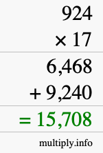 How to calculate 924 times 17 using long multiplication