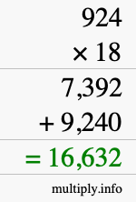 How to calculate 924 times 18 using long multiplication