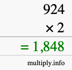 How to calculate 924 times 2 using long multiplication How to calculate 924 times 2 using long multiplication