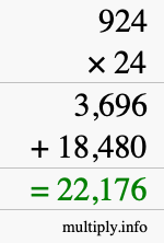 How to calculate 924 times 24 using long multiplication How to calculate 924 times 24 using long multiplication