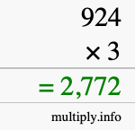How to calculate 924 times 3 using long multiplication