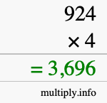 How to calculate 924 times 4 using long multiplication How to calculate 924 times 4 using long multiplication