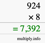 How to calculate 924 times 8 using long multiplication