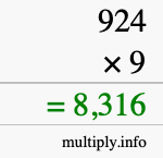 How to calculate 924 times 9 using long multiplication How to calculate 924 times 9 using long multiplication
