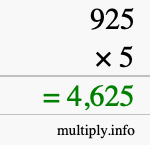 How to calculate 925 times 5 using long multiplication How to calculate 925 times 5 using long multiplication