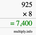 How to calculate 925 times 8 using long multiplication