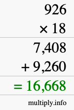How to calculate 926 times 18 using long multiplication