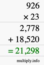 How to calculate 926 times 23 using long multiplication How to calculate 926 times 23 using long multiplication