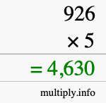How to calculate 926 times 5 using long multiplication How to calculate 926 times 5 using long multiplication