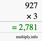 How to calculate 927 times 3 using long multiplication