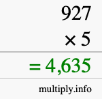 How to calculate 927 times 5 using long multiplication How to calculate 927 times 5 using long multiplication
