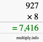 How to calculate 927 times 8 using long multiplication
