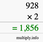How to calculate 928 times 2 using long multiplication How to calculate 928 times 2 using long multiplication
