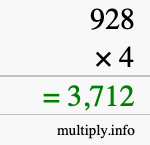 How to calculate 928 times 4 using long multiplication How to calculate 928 times 4 using long multiplication