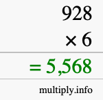 How to calculate 928 times 6 using long multiplication How to calculate 928 times 6 using long multiplication