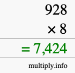 How to calculate 928 times 8 using long multiplication How to calculate 928 times 8 using long multiplication
