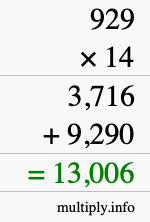 How to calculate 929 times 14 using long multiplication How to calculate 929 times 14 using long multiplication