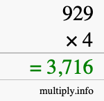 How to calculate 929 times 4 using long multiplication How to calculate 929 times 4 using long multiplication