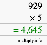 How to calculate 929 times 5 using long multiplication How to calculate 929 times 5 using long multiplication