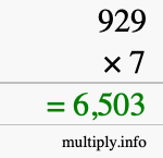 How to calculate 929 times 7 using long multiplication