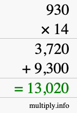 How to calculate 930 times 14 using long multiplication How to calculate 930 times 14 using long multiplication